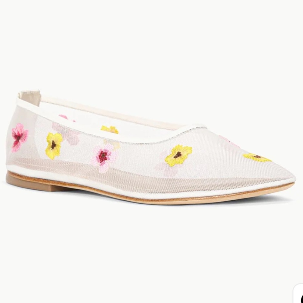 STAUD ALBA BALLET FLAT floral MESH Leather Trim Minimalist Design EU 36.5 new - Picture 2 of 11